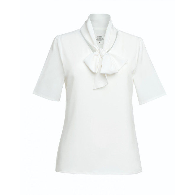 Schleifen-Bluse FLAVIA | 1/2-Arm, Farben: white