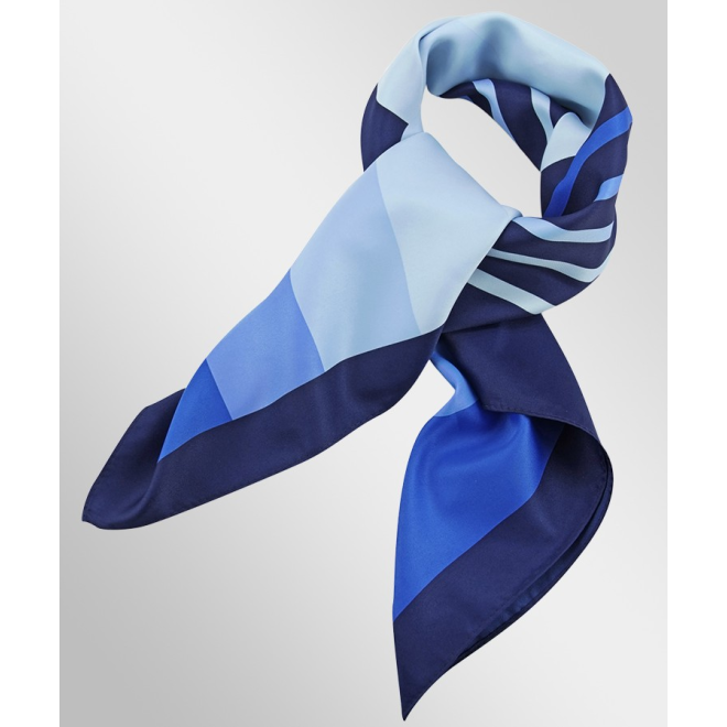 Damentuch | gestreift, Krawatten- und Tücherfarben: sky/marine/silber