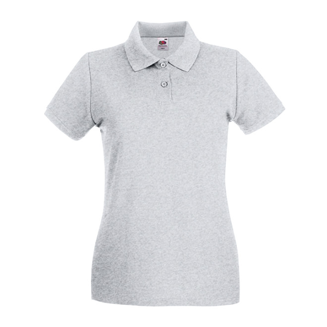 Damen Premium Polo - Baumwolle | bis 2XL, Farben Fruit of the Loom: heather grey