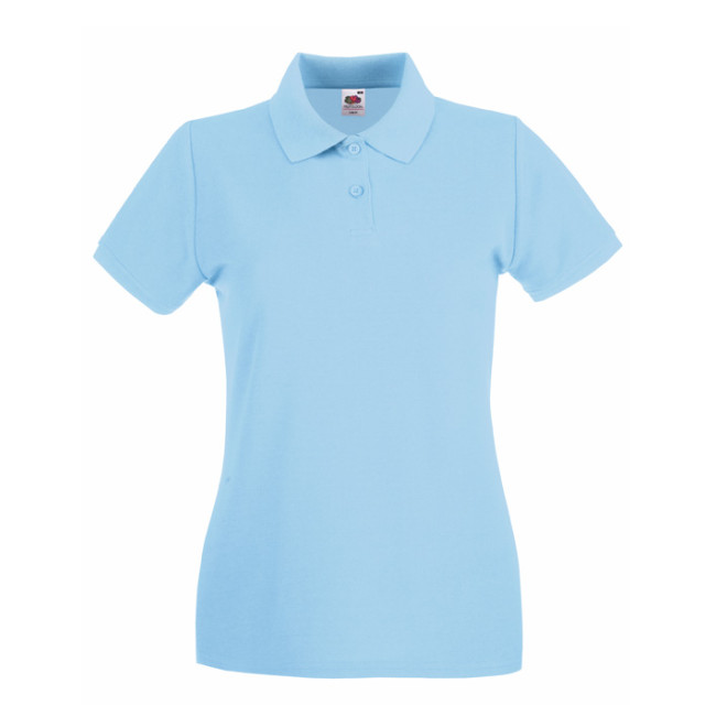 Damen Premium Polo - Baumwolle | bis 2XL, Farben Fruit of the Loom: sky