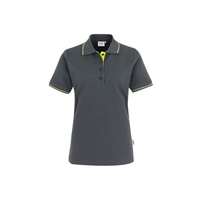 Damen Polo Casual - Baumwolle | bis 3XL, Farben: anthrazit/kiwi