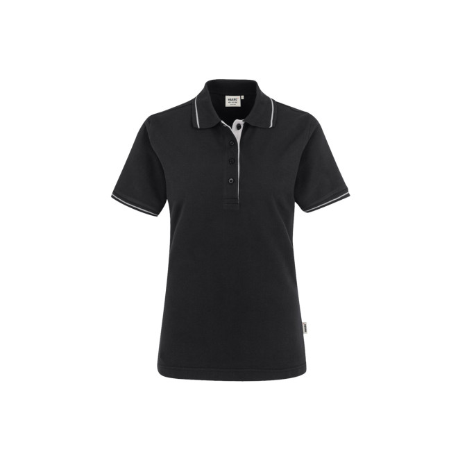 Damen Polo Casual - Baumwolle | bis 3XL, Farben: schwarz/silber