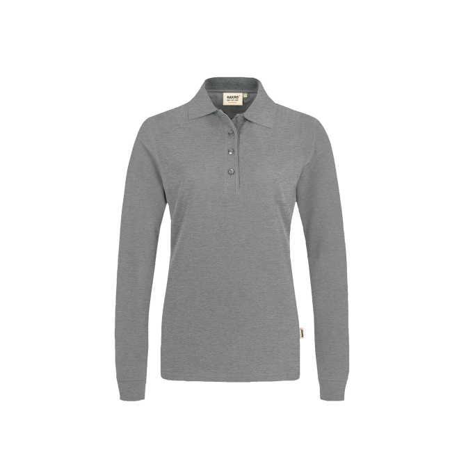 Women Premium Performance Langarm-Polo | Mischgewebe - bis 6XL, Farben Hakro: grau-meliert