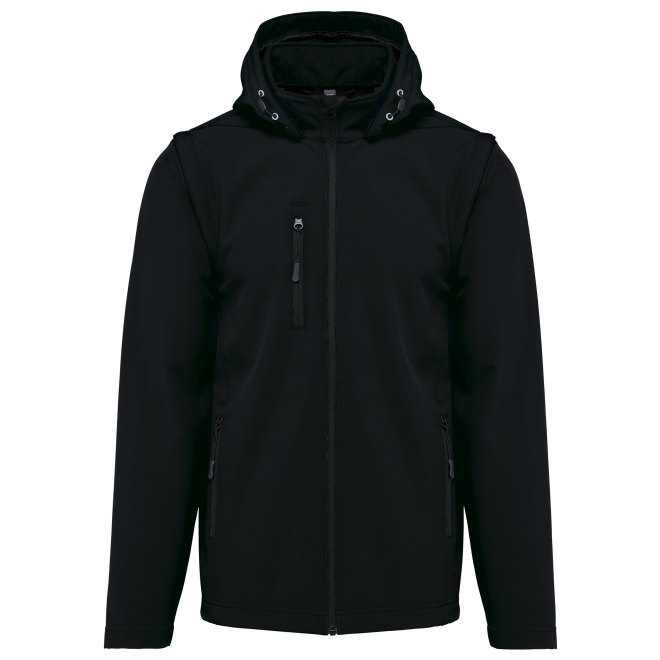 Kapuzen-Softshelljacke mit abnehmbaren Ärmeln | bis 5XL, Farben: black
