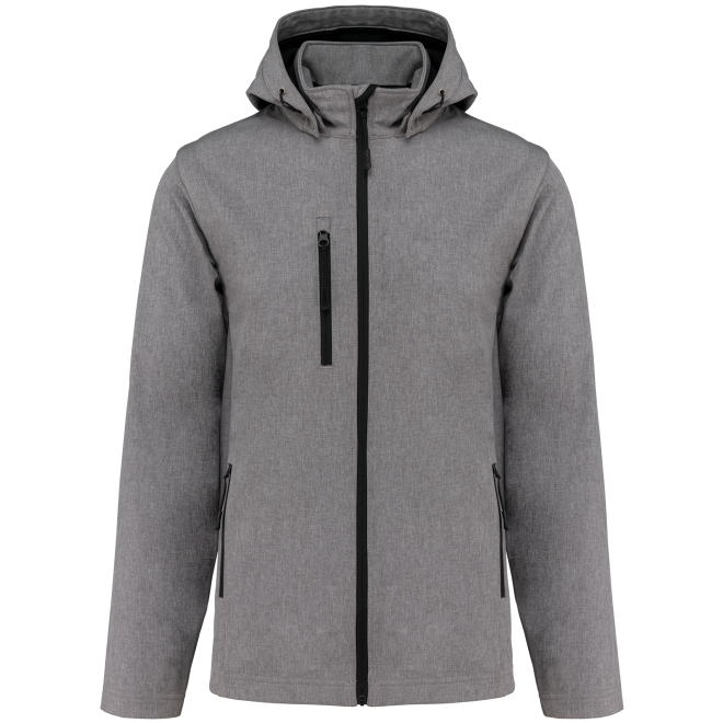 Kapuzen-Softshelljacke mit abnehmbaren Ärmeln | bis 5XL, Farben: marl grey