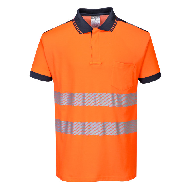 Vision Polo mit Brusttasche | bis 4XL, Farben: orange/marine, Größen US: S