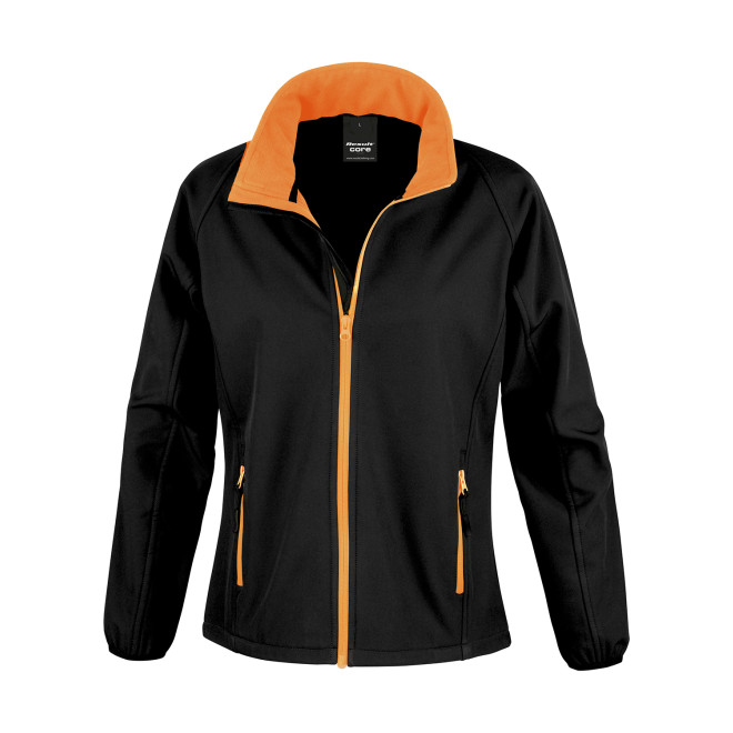 Ladies Softshelljacke PRINT | bis 2XL, Farben: black/orange