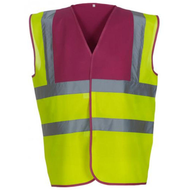 Warn- und Signalweste | mehrfarbig, Farben YOKO: yellow/raspberry
