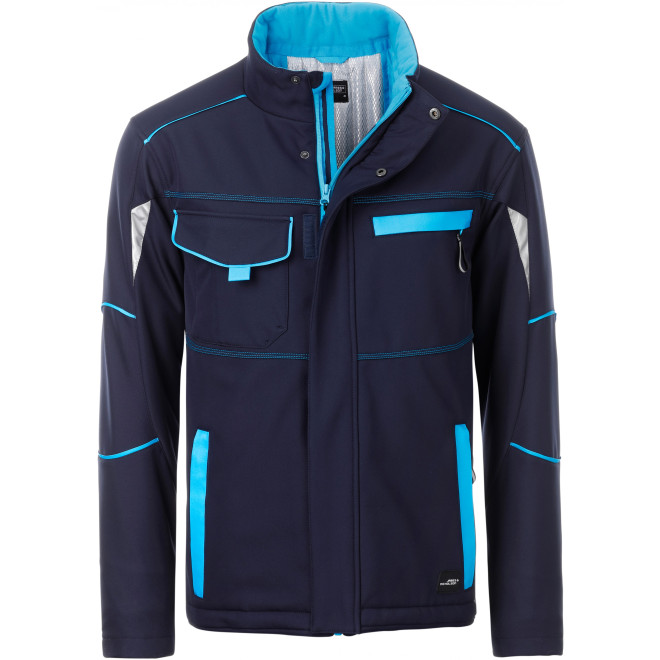Winter Softshell Jacke COLOR | bis 6XL, Farben: navy/turquoise