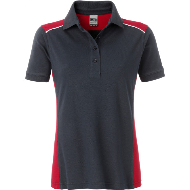Damen Piqué Polo COLOR | bis 4XL | Mischgewebe, Farben: carbon/red