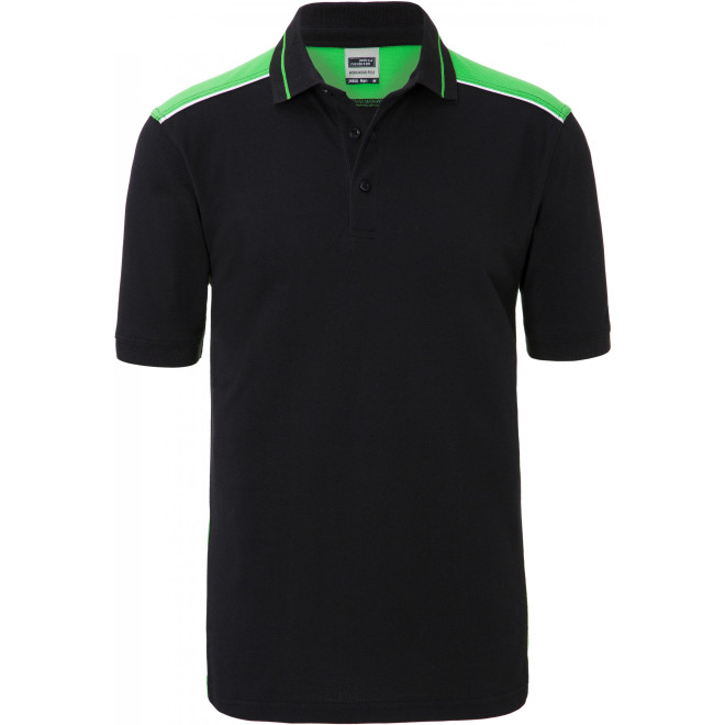 Herren Piqué Polo COLOR | bis 6XL | Mischgewebe, Farben: black/lime