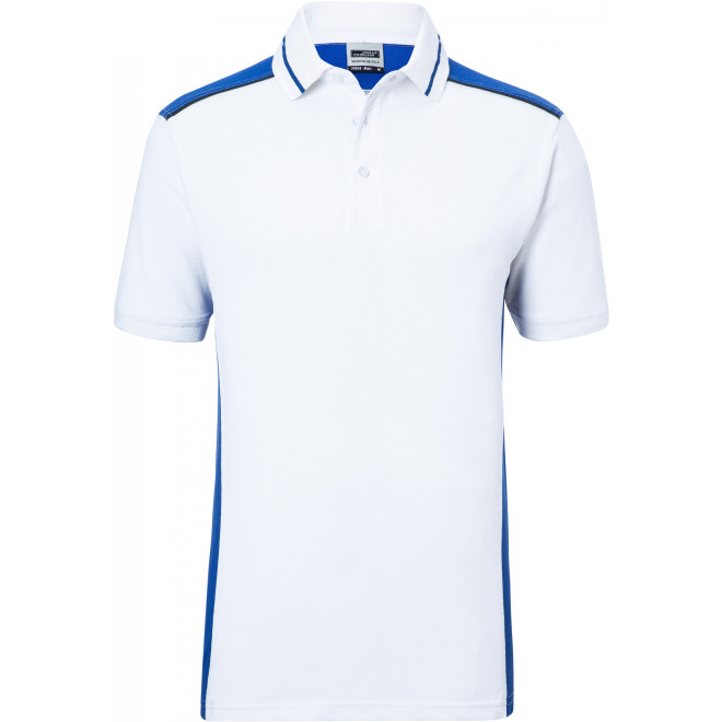 Herren Piqué Polo COLOR | bis 6XL | Mischgewebe, Farben: white/royal