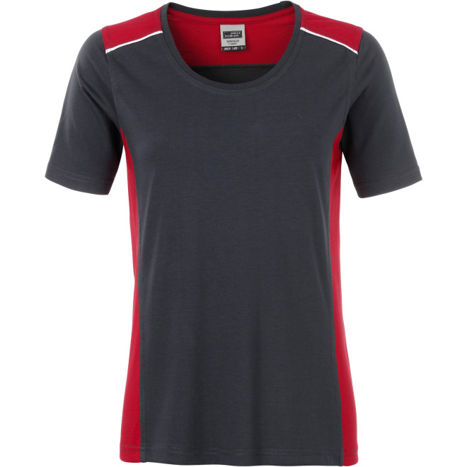Damen T-Shirt COLOR | bis 4XL | Mischgewebe, Farben: carbon/red