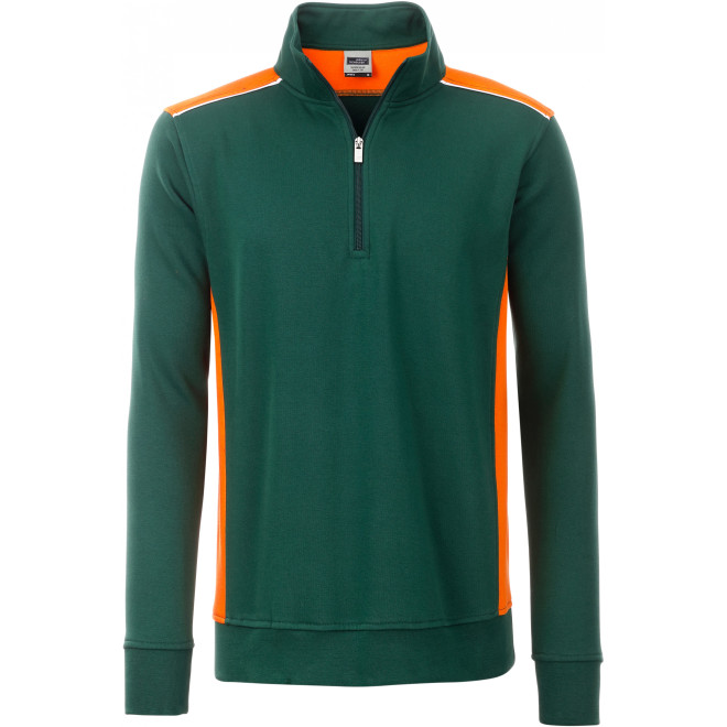 Halfzip Sweater COLOR | bis 6XL, Farben: dark green/orange