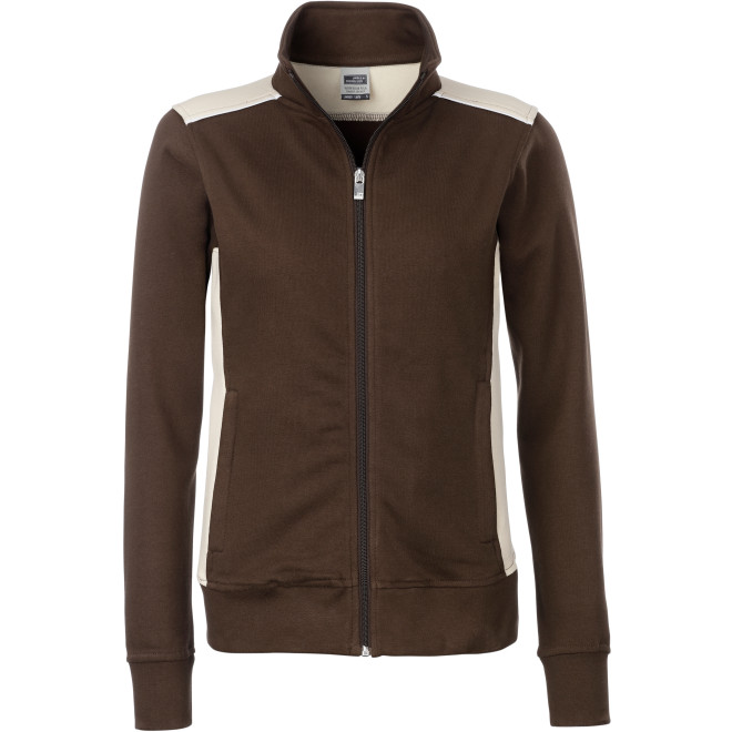 Damen Sweat Jacke COLOR | bis 4XL, Farben James & Nicholson: brown/stone
