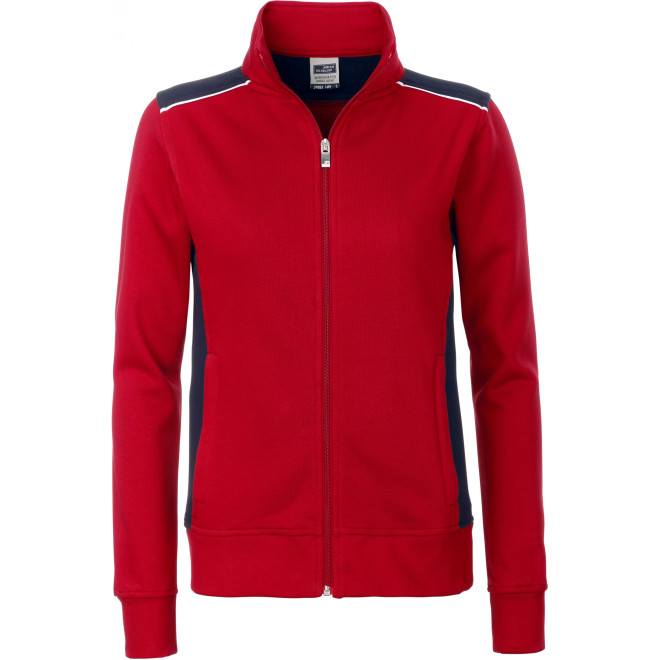 Damen Sweat Jacke COLOR | bis 4XL, Farben James & Nicholson: red/navy