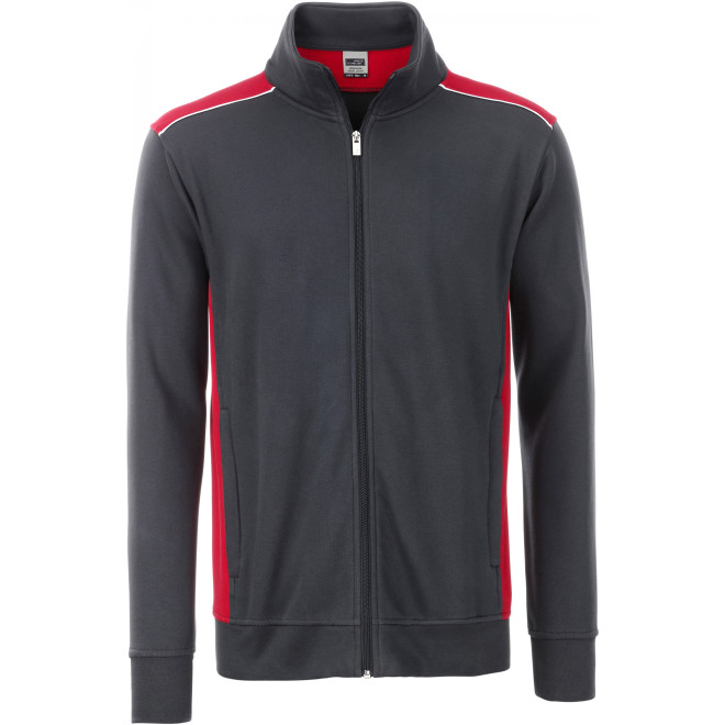Herren Sweat Jacke COLOR | bis 6XL, Farben: carbon/red