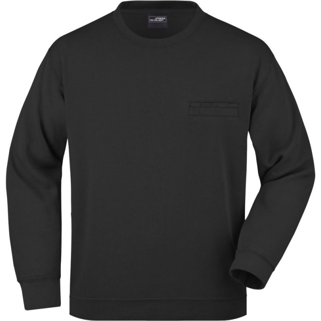 Sweater mit Brusttasche | bis 3XL, Farben: black