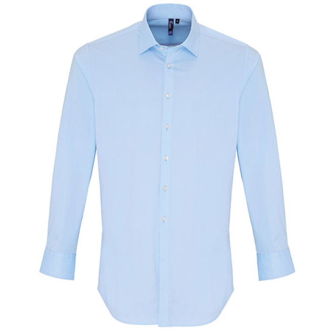 Popelin-Stretch Hemd 1/1-Arm | bis 4XL, Farben: pale blue