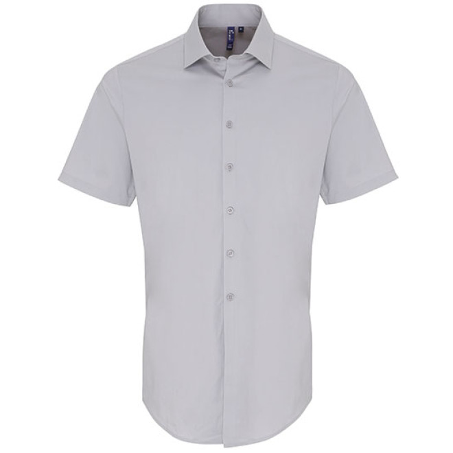 Popelin-Stretch Hemd 1/2-Arm | bis 4XL, Farben: silver