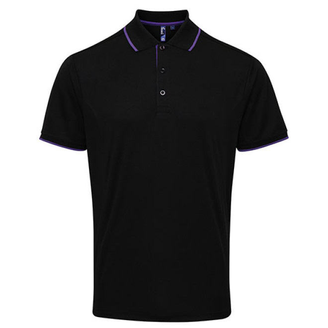 Mens Contrast Coolchecker Polo - Polyester | bis 4XL, Farben: black/purple