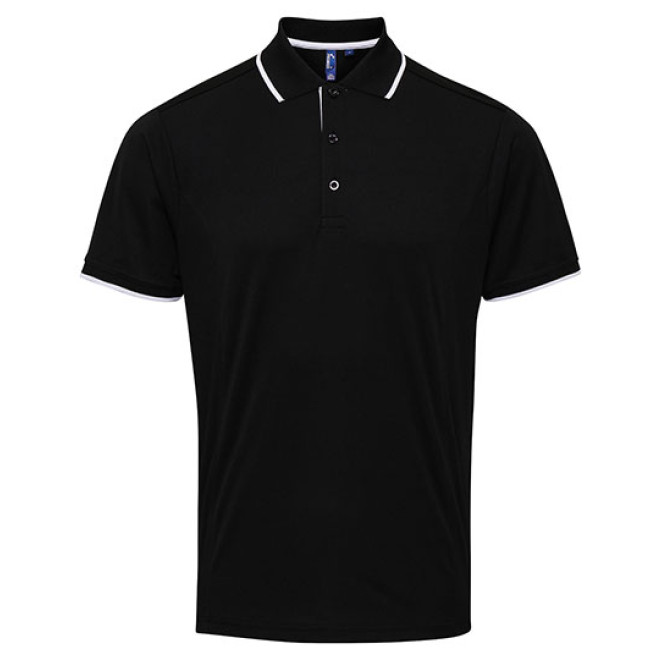 Mens Contrast Coolchecker Polo - Polyester | bis 4XL, Farben: black/white