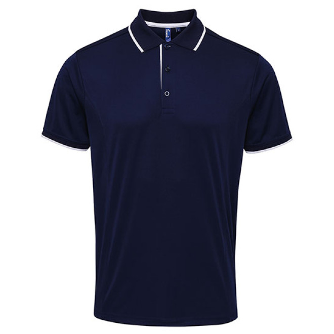 Mens Contrast Coolchecker Polo - Polyester | bis 4XL, Farben: navy/white