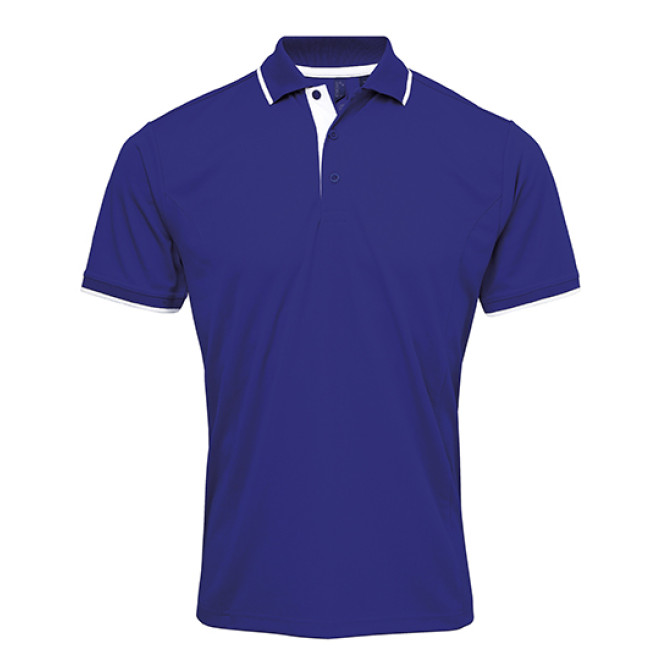 Mens Contrast Coolchecker Polo - Polyester | bis 4XL, Farben: royal/white