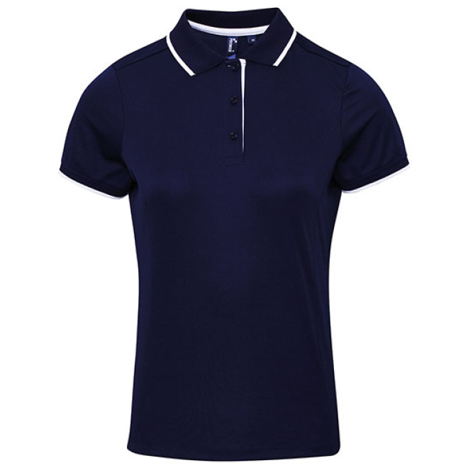 Ladies Contrast Coolchecker Polo - Polyester | bis 2XL, Farben: navy/white
