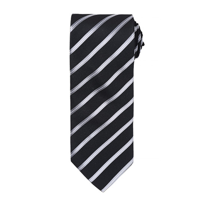 Krawatte Sports Stripe Tie | 6 Farben, Krawattenfarben Premier: schwarz-silber