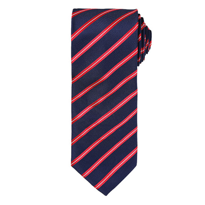 Krawatte Sports Stripe Tie | 6 Farben, Krawattenfarben Premier: marine-rot