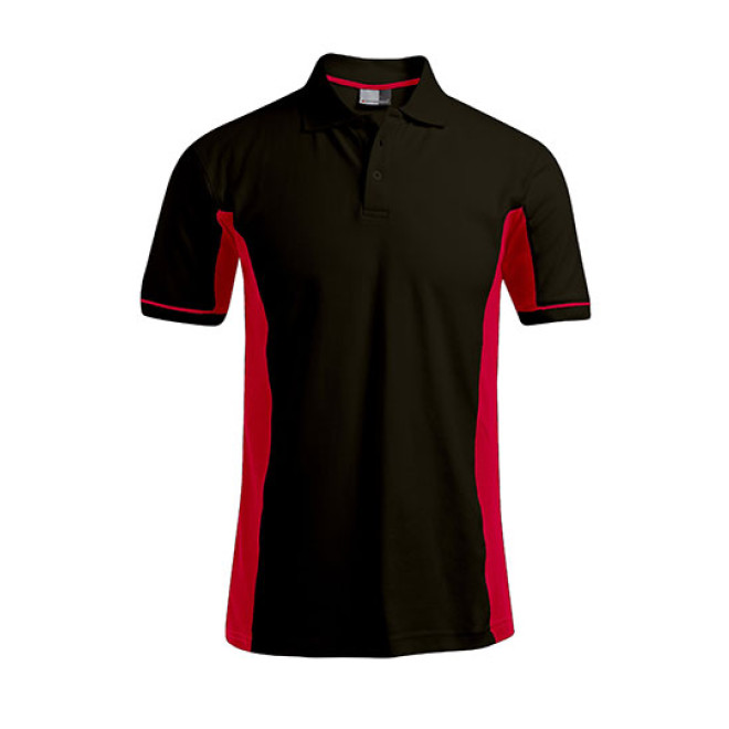 Men's Function Contrast Polo - Mischgewebe | bis 3XL, Farben: black-red