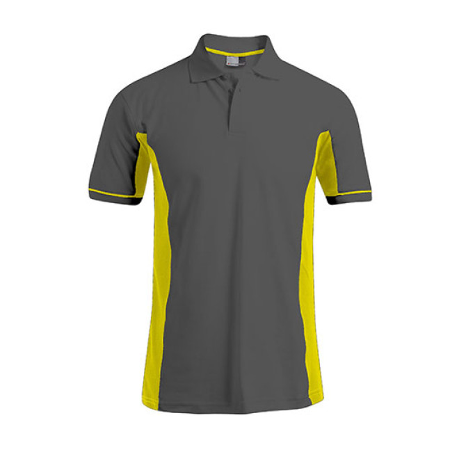 Men's Function Contrast Polo - Mischgewebe | bis 3XL, Farben: graphit-safety yellow