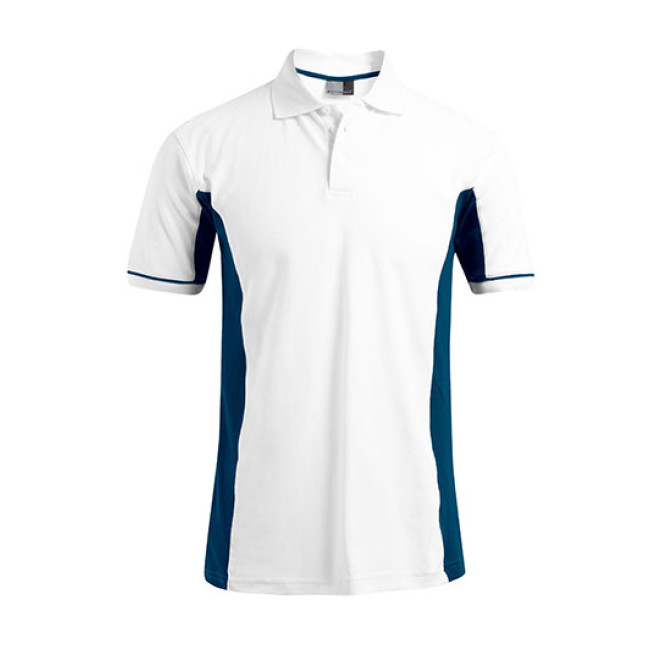 Men's Function Contrast Polo - Mischgewebe | bis 3XL, Farben: white-indigo
