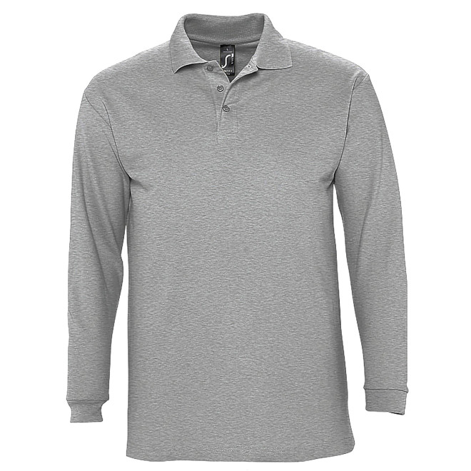 Langarm-Polo, 100% Baumwolle | bis 2XL, Farben: grey melange