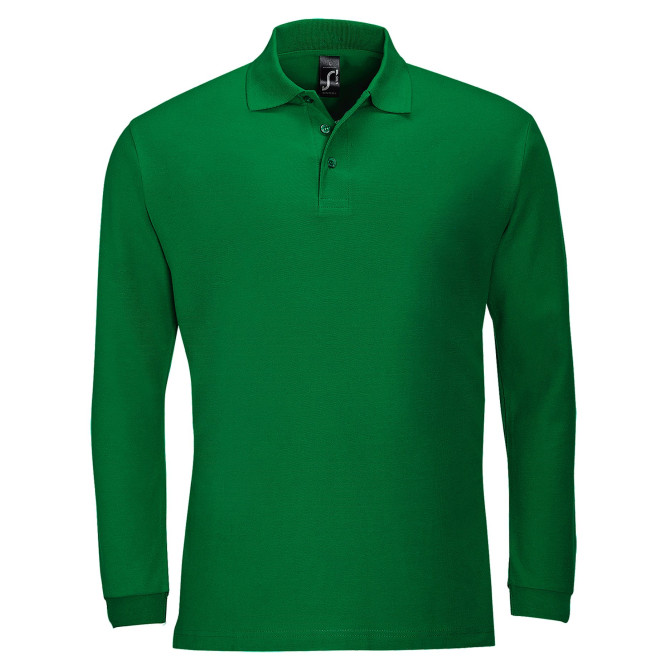 Langarm-Polo, 100% Baumwolle | bis 2XL, Farben: kelly green