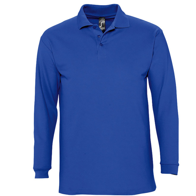 Langarm-Polo, 100% Baumwolle | bis 2XL, Farben: royal