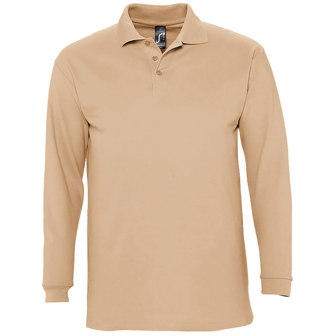 Langarm-Polo, 100% Baumwolle | bis 2XL, Farben: sand