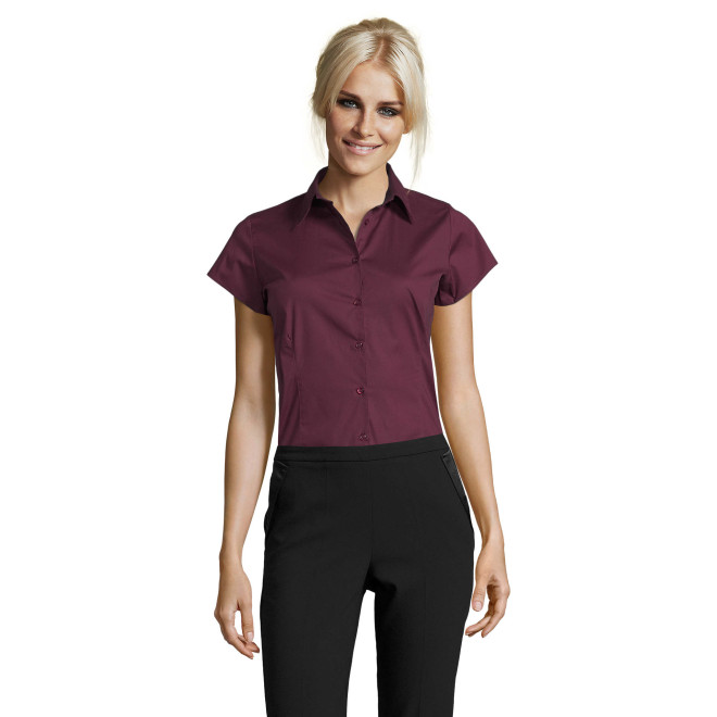 EXCESS Damen Stretch-Bluse 1/2-Arm | bis 3XL, Farben: burgundy