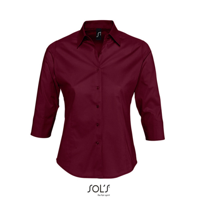 EFFECT Damen Stretch-Bluse 3/4-Arm, Farben: burgundy
