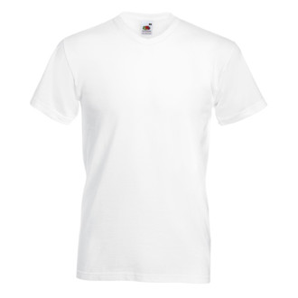 Mens V-Neck-Tee | bis 5XL, Farben Fruit of the Loom: white, Größen: S