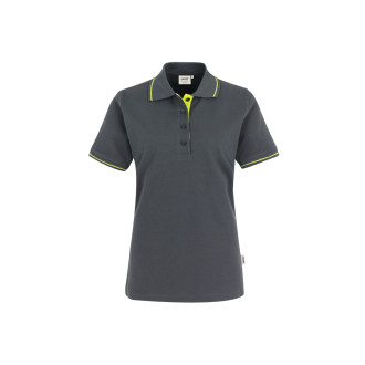 Damen Polo Casual - Baumwolle | bis 3XL, Farben: anthrazit/kiwi