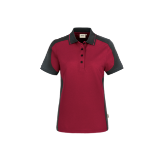 Damen-Polo Contrast Performance | bis 6XL, Farben Hakro: weinrot-anthrazit