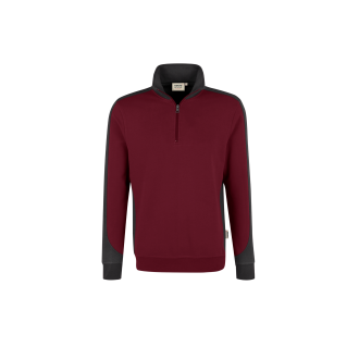 Zip-Sweatshirt Contrast Performance | bis 6XL, Farben Hakro: weinrot-anthrazit