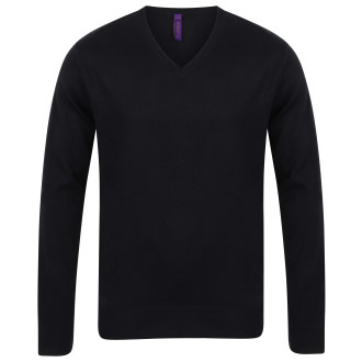 Herren V-Kragen Feinstrickpullover HENBURY | bis 4XL, Farben: schwarz