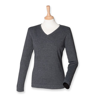 Ladies Feinstrick V-Pullover | Grössen XXS - 4XL, Farben: grey