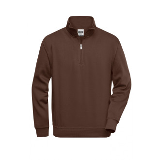 Workwear Half Zip Sweat - Mischgewebe | bis 6XL, Farben: brown