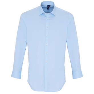 Popelin-Stretch Hemd 1/1-Arm | bis 4XL, Farben: pale blue