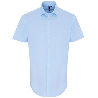 Popelin-Stretch Hemd 1/2-Arm | bis 4XL, Farben: pale blue