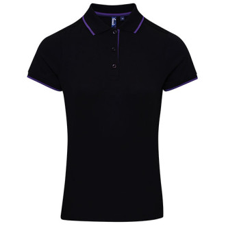 Ladies Contrast Coolchecker Polo - Polyester | bis 2XL, Farben: black/purple